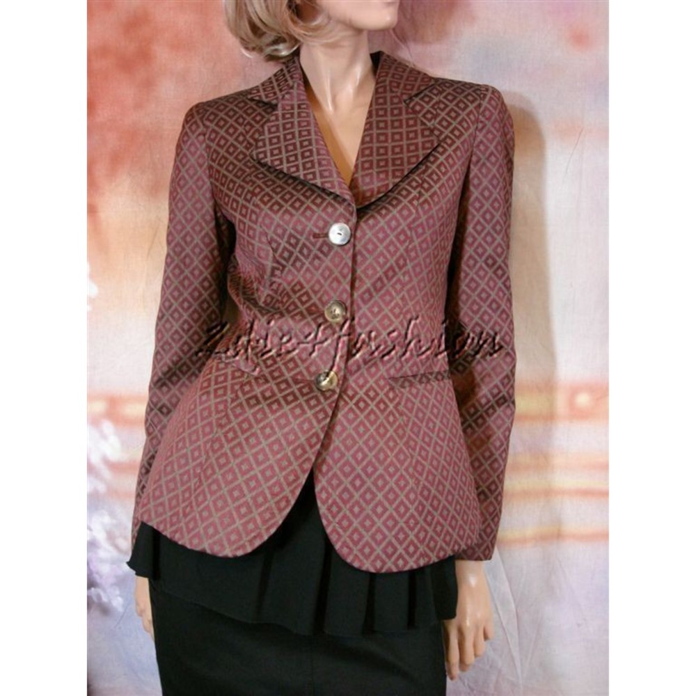 $3675 New GIORGIO ARMANI Burgundy Diamond Jacquard Fitted Jacket 6